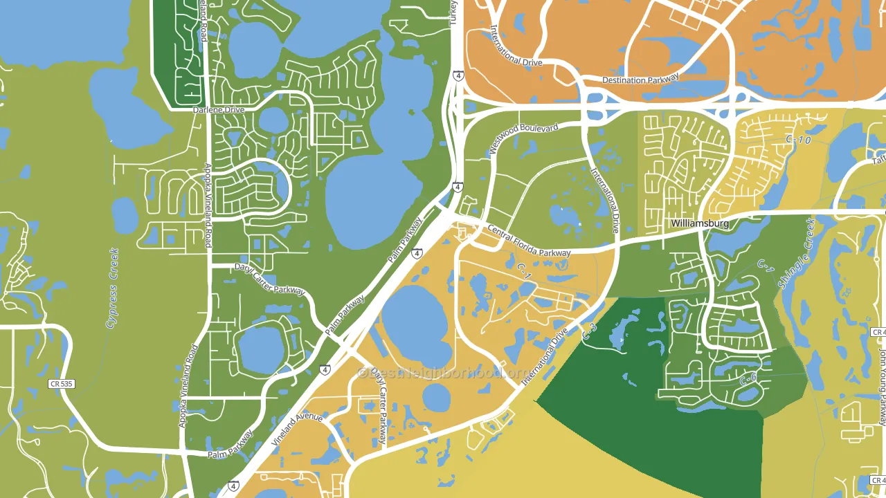 Westwood, Orlando, FL block-group voter-turnout map