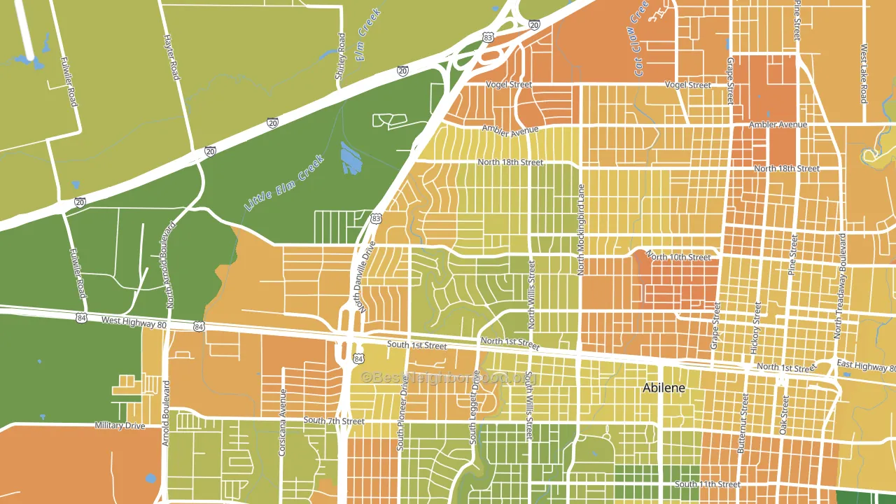Westwood Richland, Abilene, TX block-group voter-turnout map