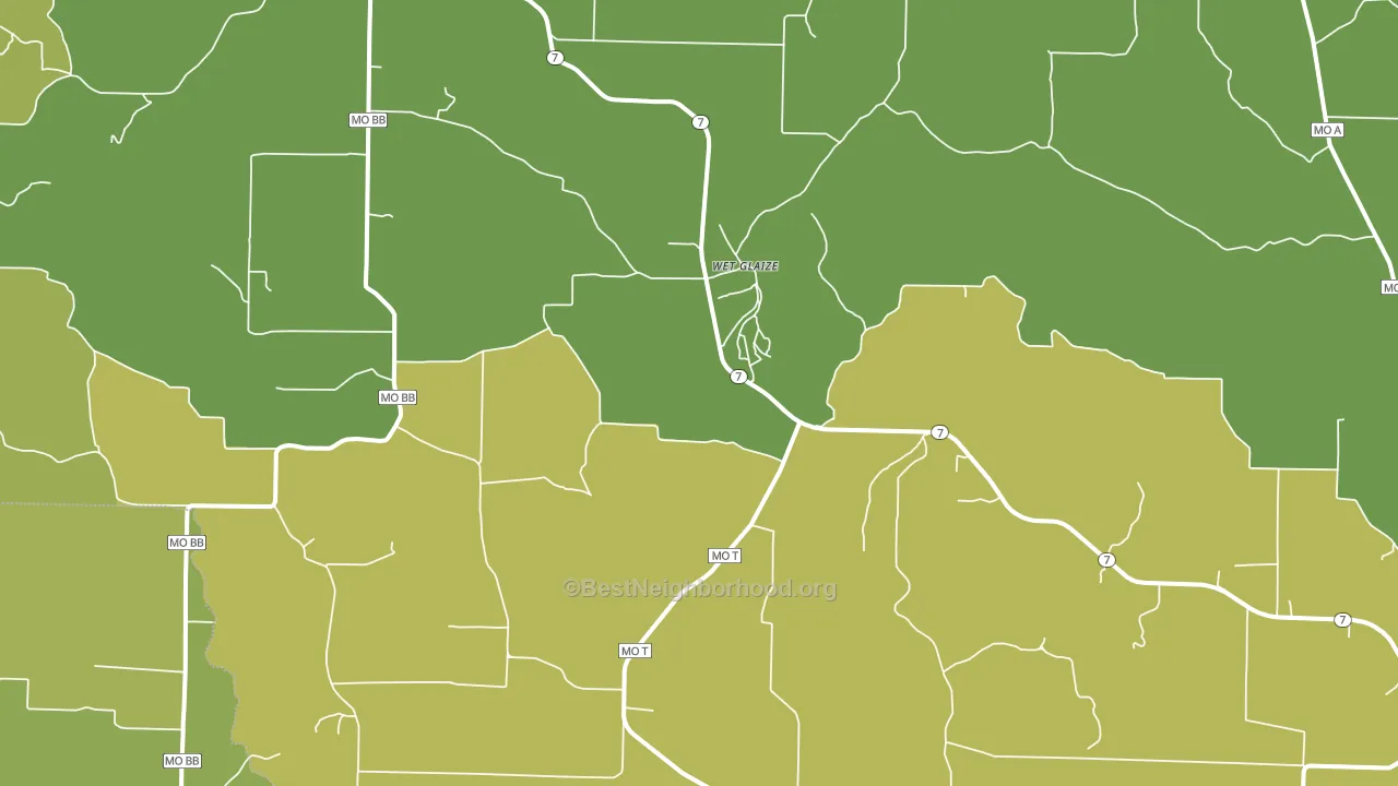 Wet Glaize, MO block-group voter-turnout map