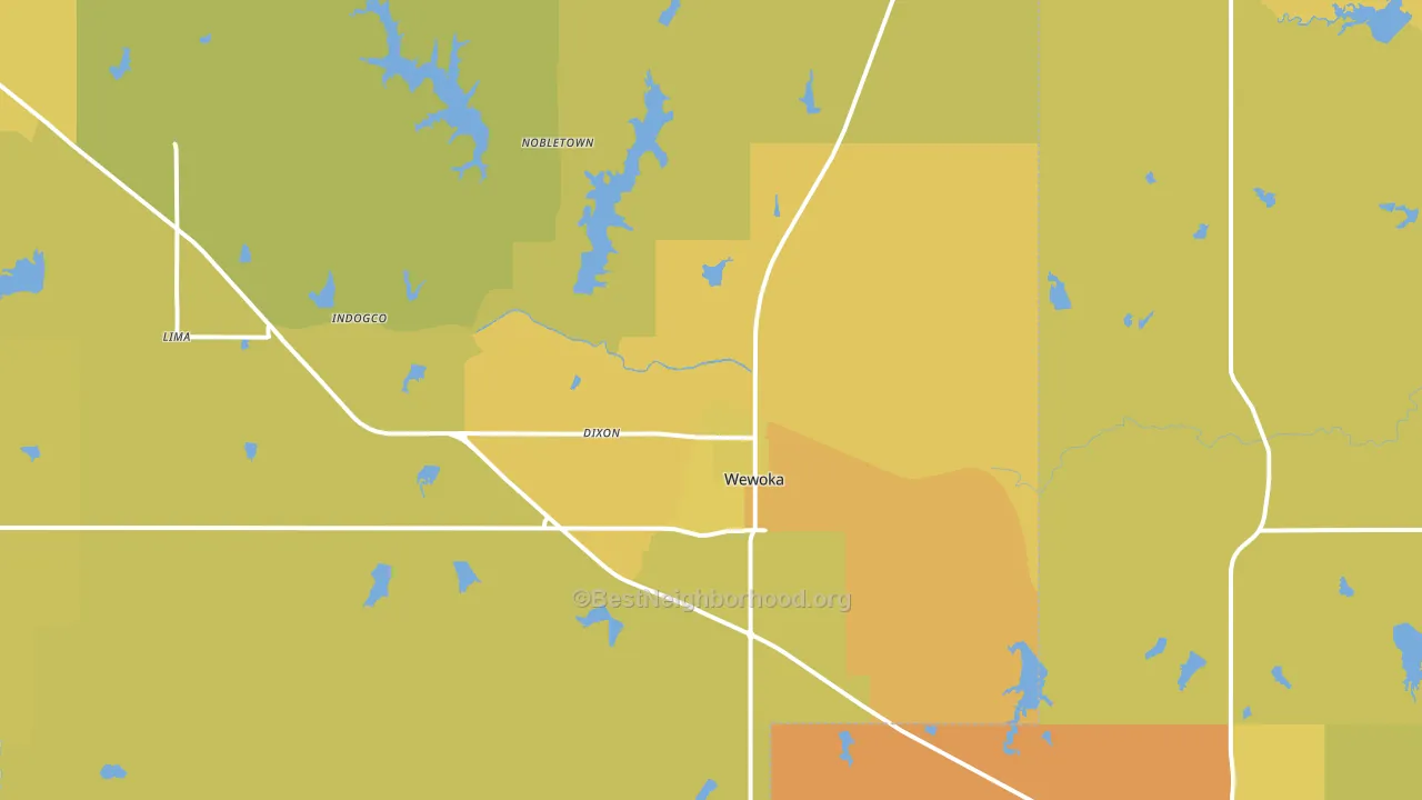 Wewoka, OK block-group voter-turnout map