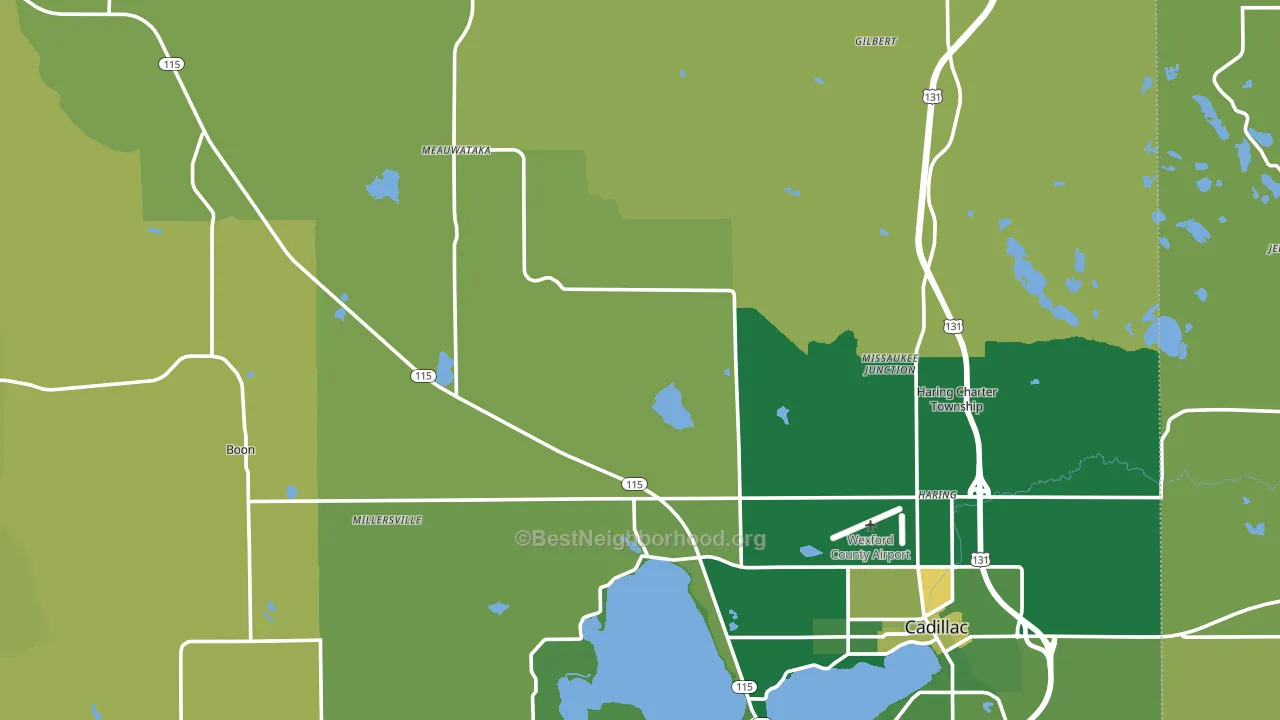 Wexford County, MI block-group voter-turnout map