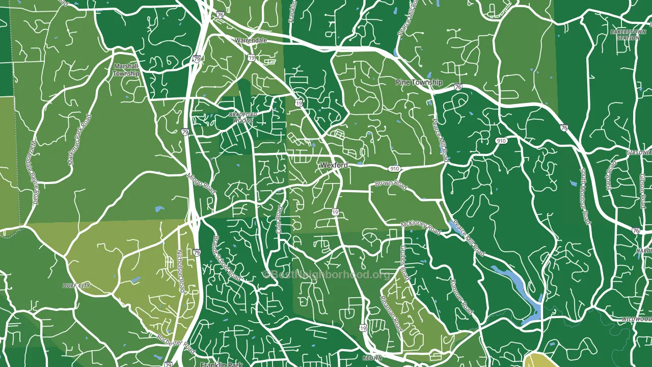 Wexford, PA block-group voter-turnout map