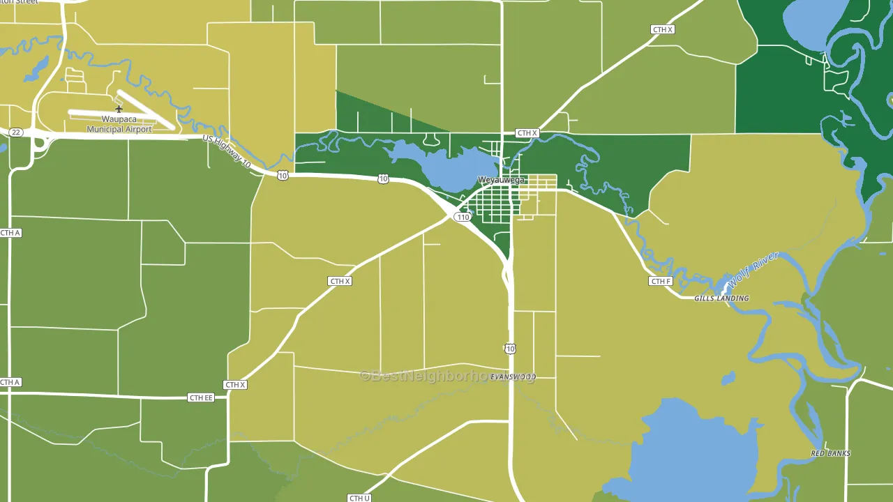 Weyauwega, WI block-group voter-turnout map