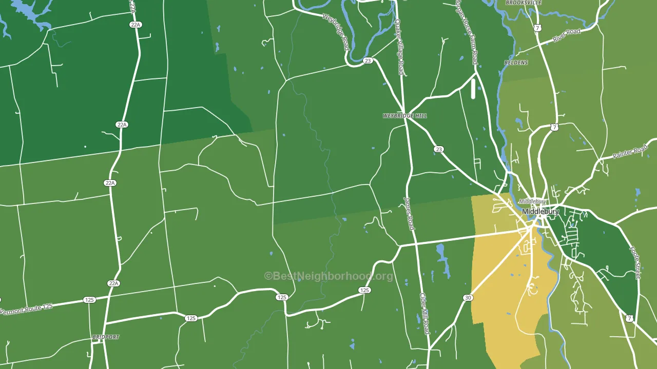 Weybridge Hill, VT block-group voter-turnout map