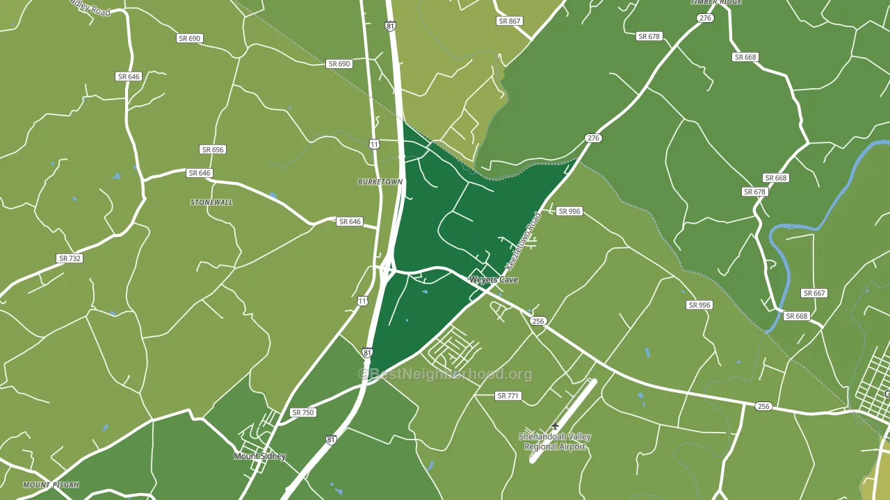 Weyers Cave, VA block-group voter-turnout map