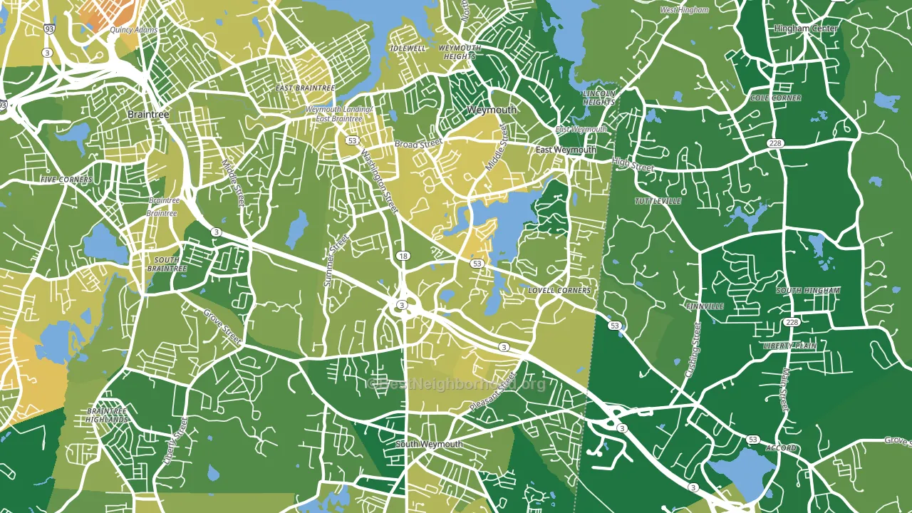 Weymouth Town, MA block-group voter-turnout map