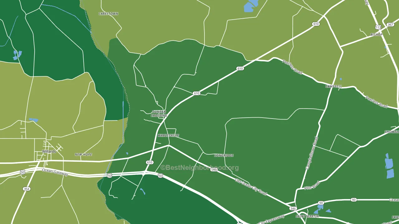 Whaleyville, MD block-group voter-turnout map