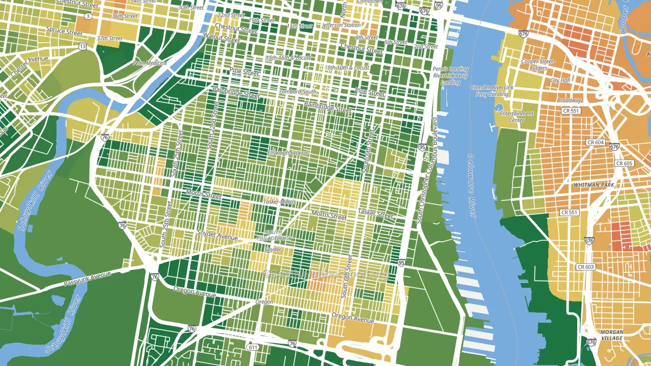 Wharton-Hawthorne-Bella Vista, Philadelphia, PA block-group voter-turnout map