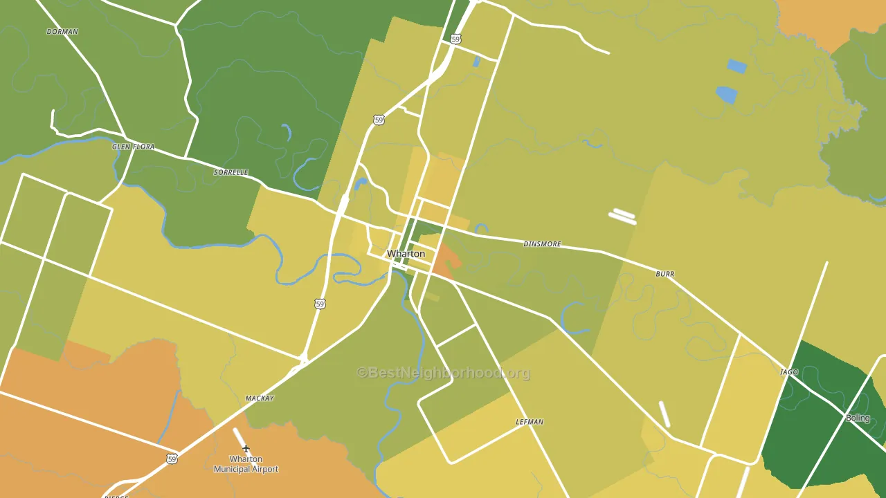 Wharton, TX block-group voter-turnout map