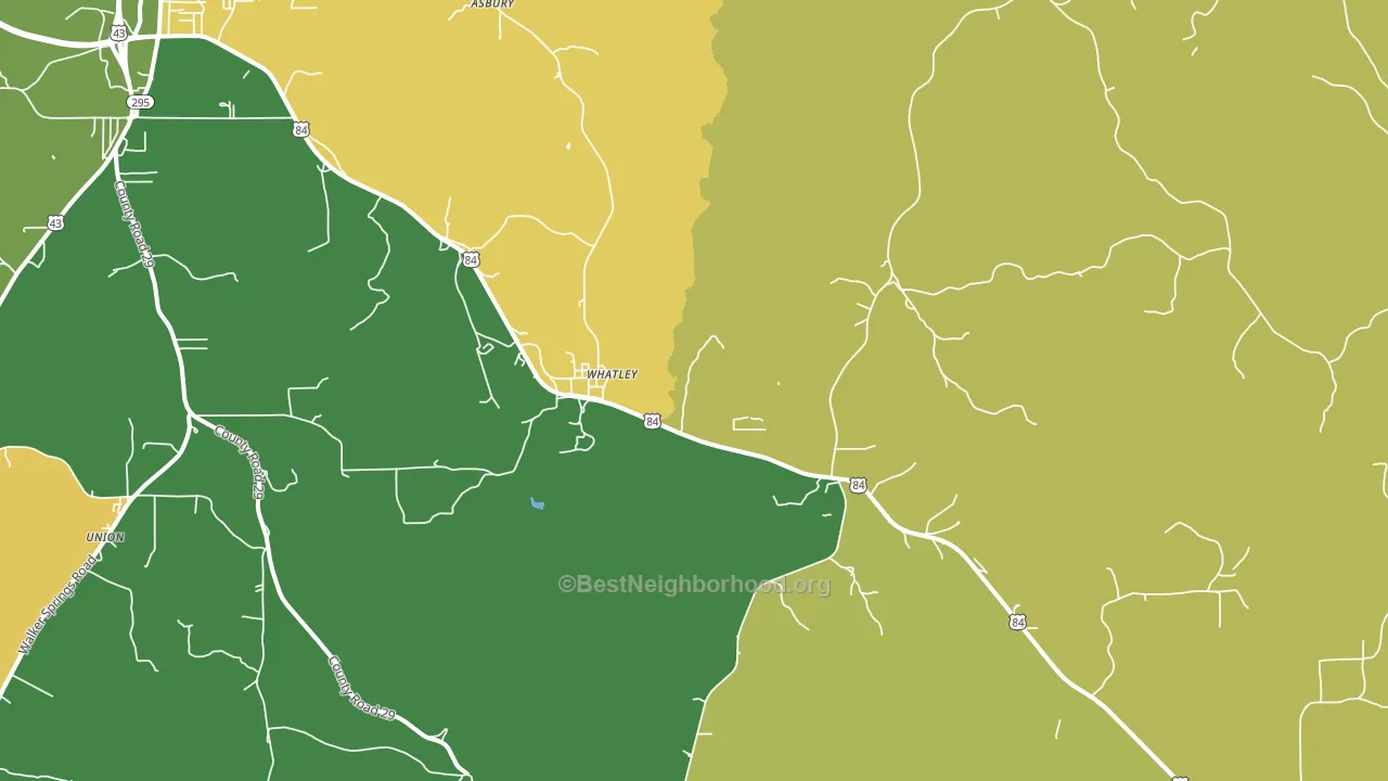 Whatley, AL block-group voter-turnout map