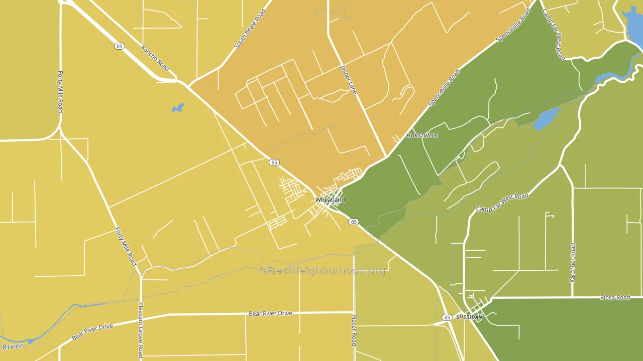 Wheatland, CA block-group voter-turnout map