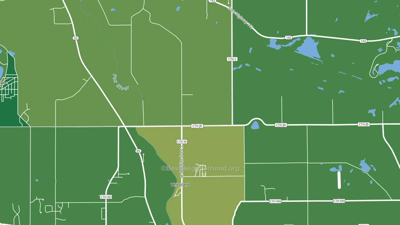 Wheatland, WI block-group voter-turnout map