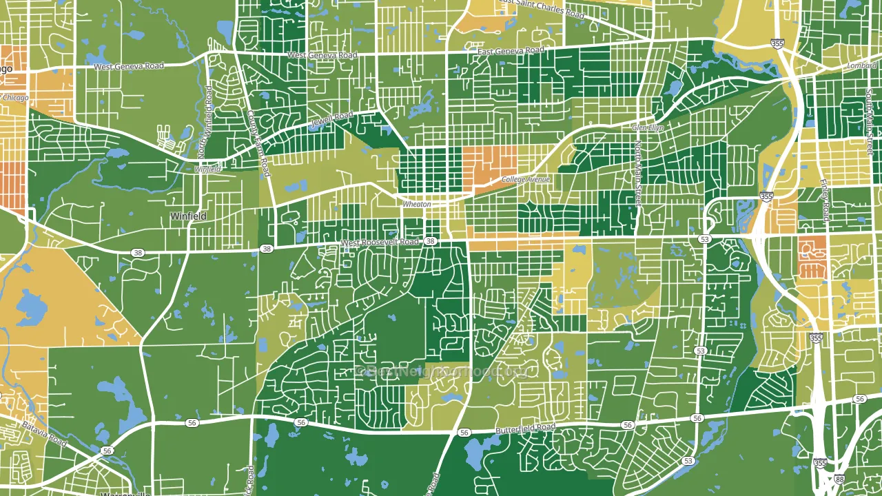 Wheaton, IL block-group voter-turnout map
