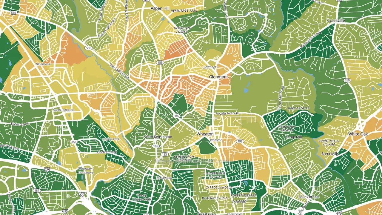 Wheaton, MD block-group voter-turnout map