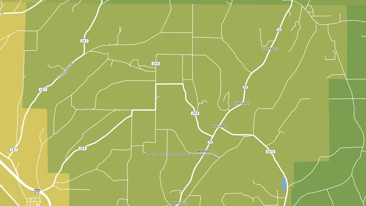 Wheeler, NY block-group voter-turnout map
