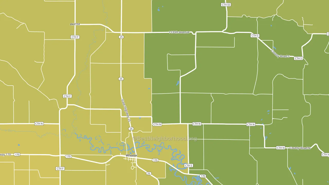 Wheeler, WI block-group voter-turnout map