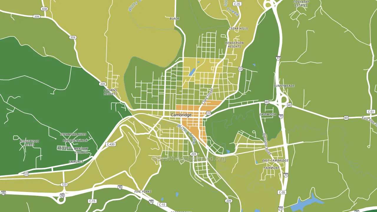 Wheeling Avenue Historic District, Cambridge, OH block-group voter-turnout map