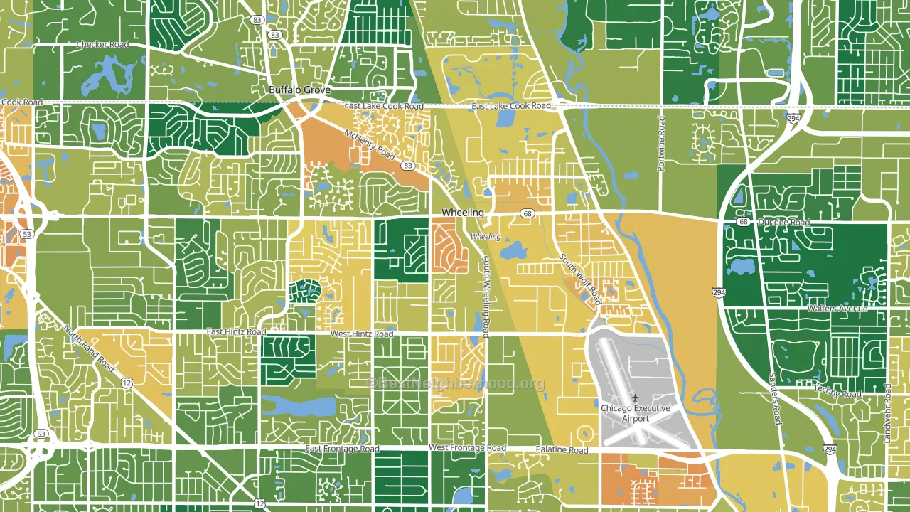 Wheeling, IL block-group voter-turnout map
