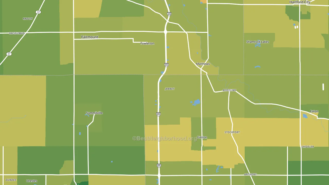 Wheeling, IN block-group voter-turnout map