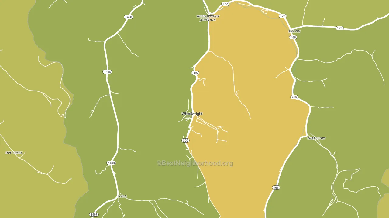 Wheelwright, KY block-group voter-turnout map
