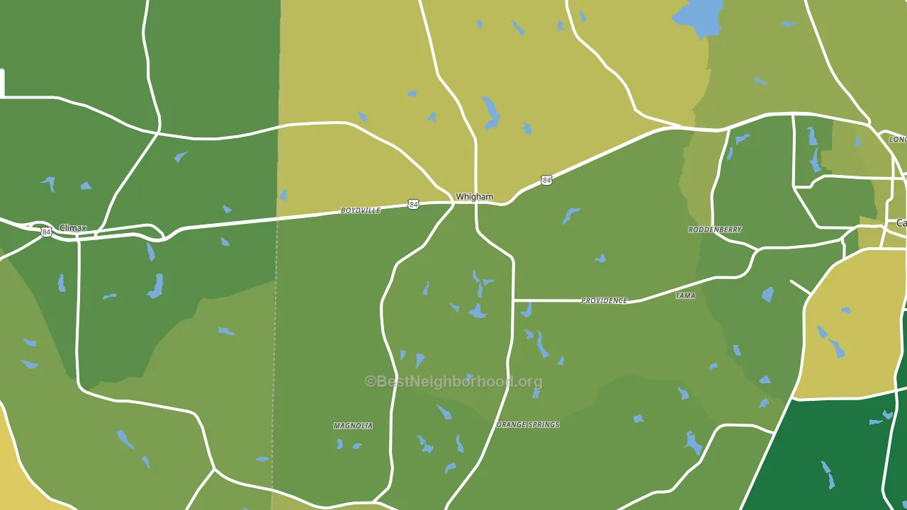 Whigham, GA block-group voter-turnout map
