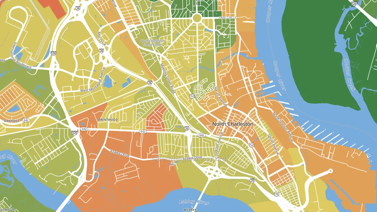 Whipper Barnoy, North Charleston, SC block-group voter-turnout map
