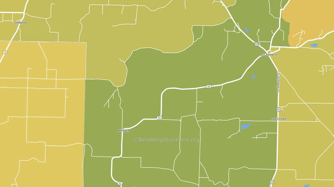 Whipple, AR block-group voter-turnout map