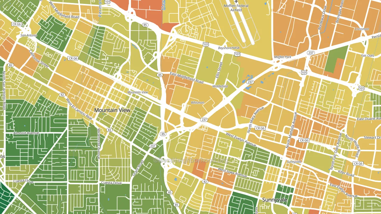 Whisman Station, Mountain View, CA block-group voter-turnout map