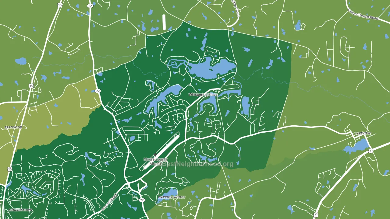 Whispering Pines, NC block-group voter-turnout map