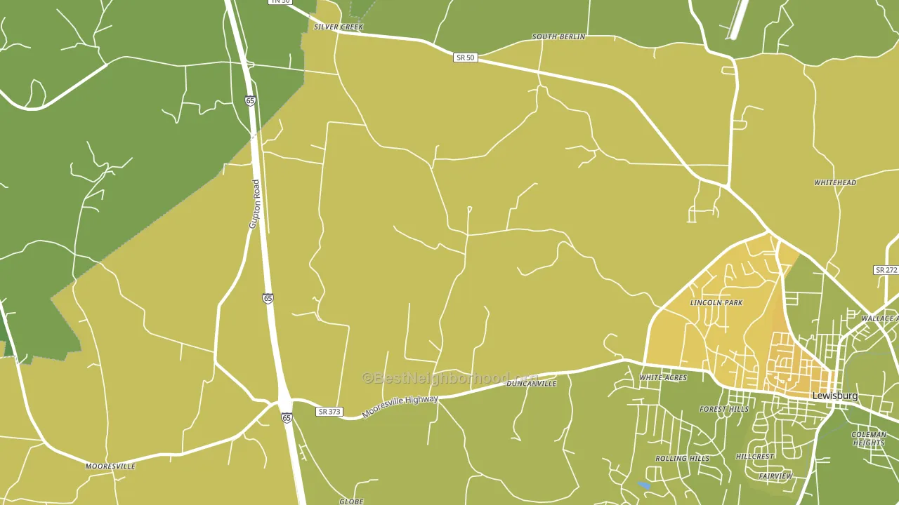 White Acres, TN block-group voter-turnout map