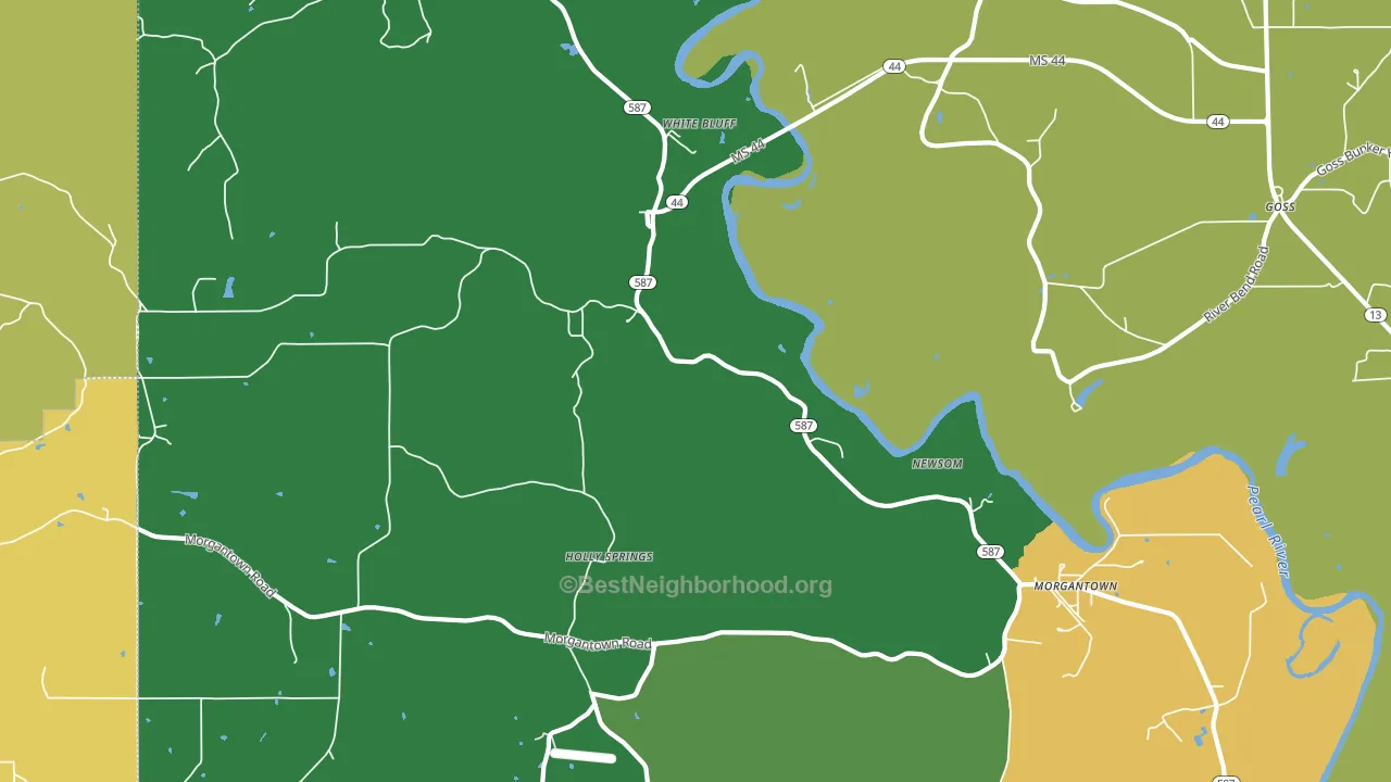 White Bluff, MS block-group voter-turnout map