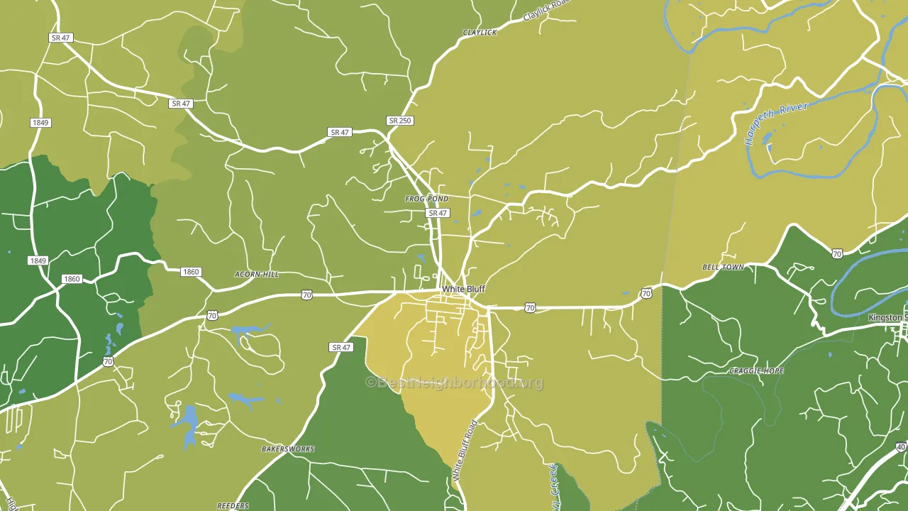 White Bluff, TN block-group voter-turnout map