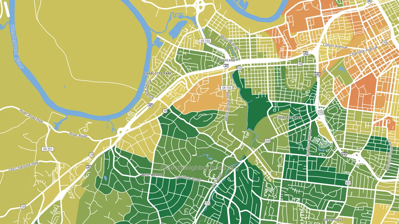 White Bridge, Nashville, TN block-group voter-turnout map