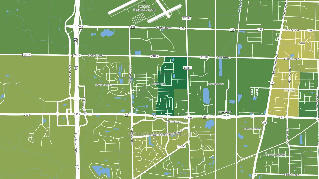 White Caps, Kenosha, WI block-group voter-turnout map