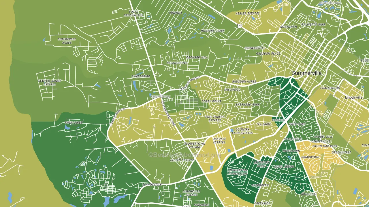 White Gables, Summerville, SC block-group voter-turnout map