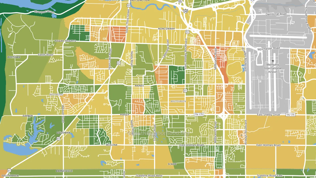 White Haven-Coro Lake, Memphis, TN block-group voter-turnout map