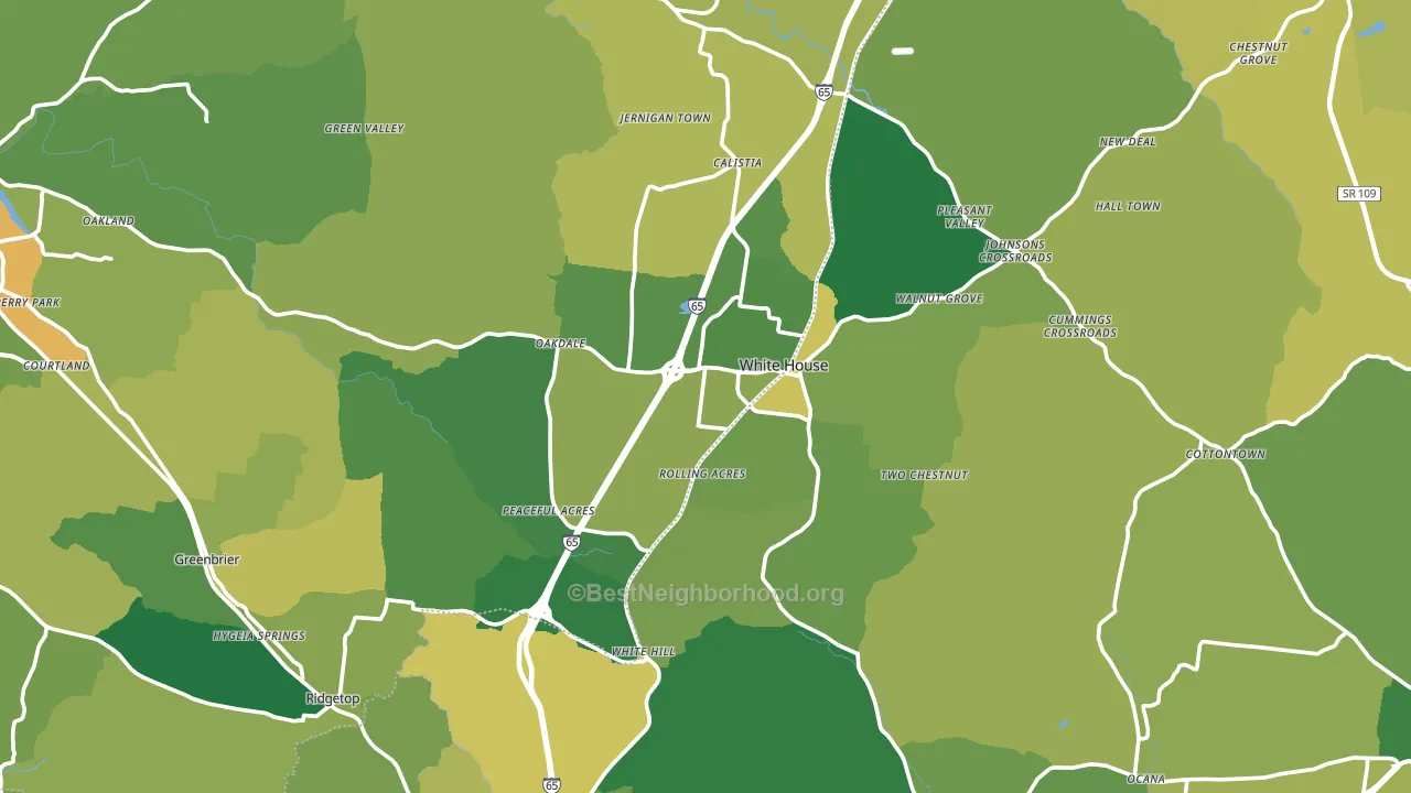 White House, TN block-group voter-turnout map