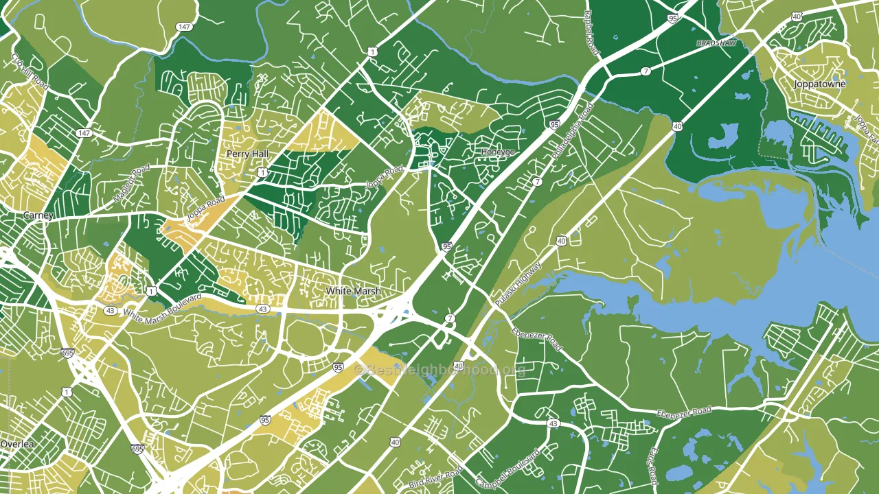 White Marsh, MD block-group voter-turnout map