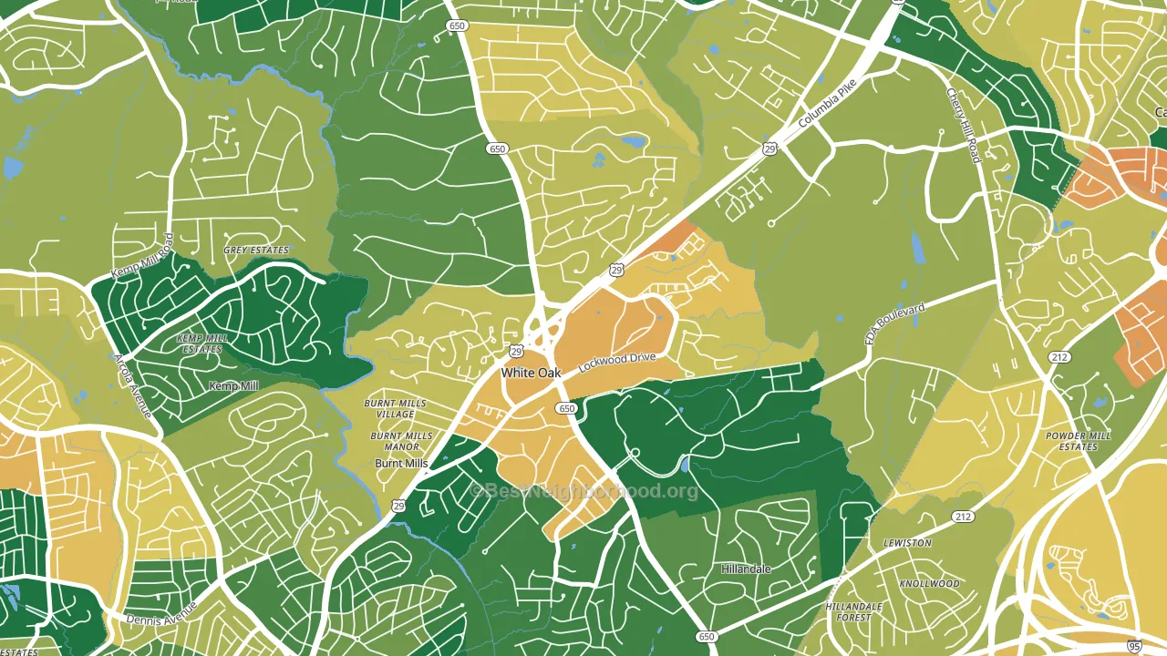 White Oak, MD block-group voter-turnout map