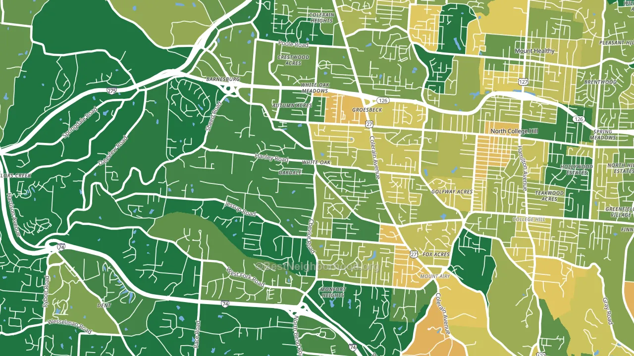 White Oak, OH block-group voter-turnout map