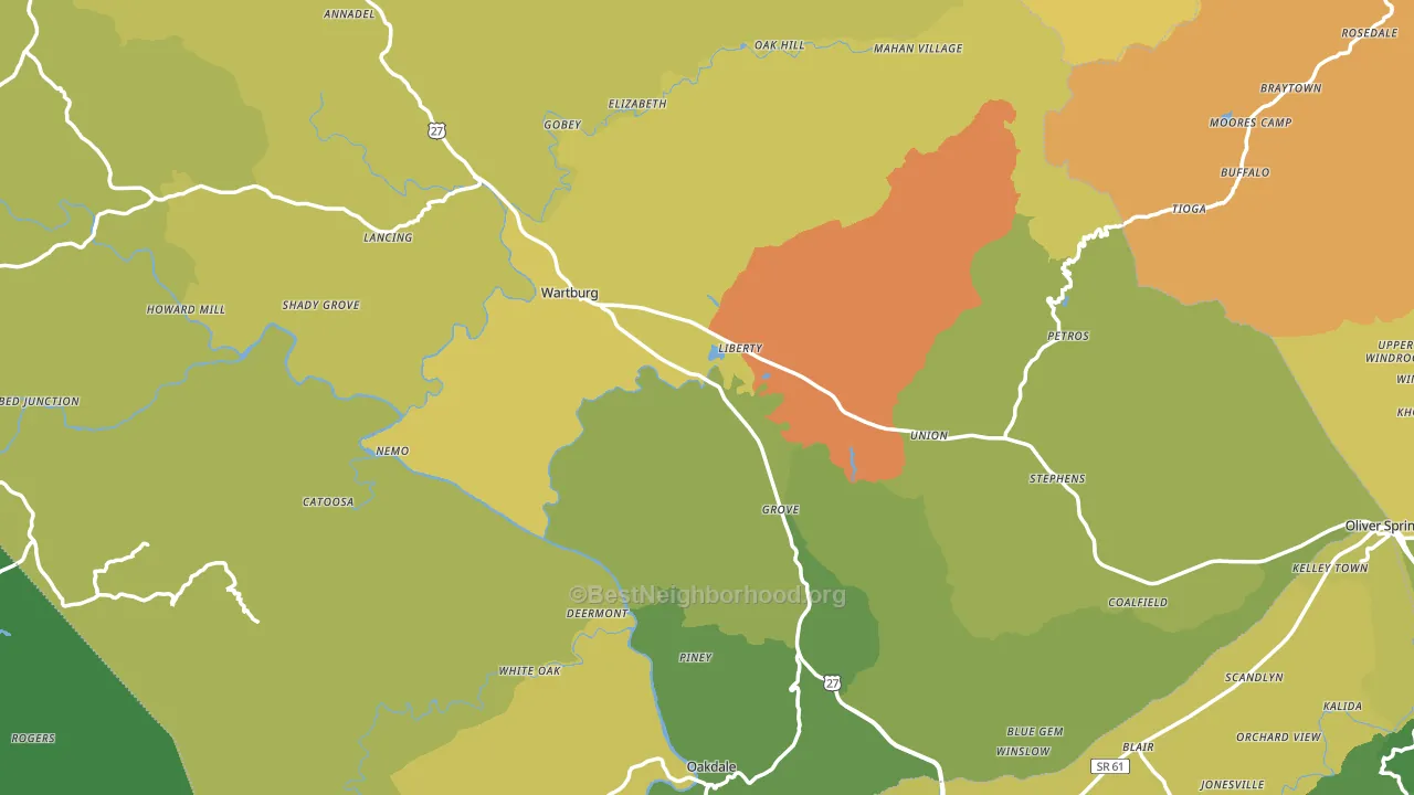 White Oak, TN block-group voter-turnout map
