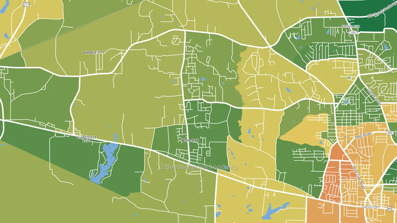White Oak, TX block-group voter-turnout map