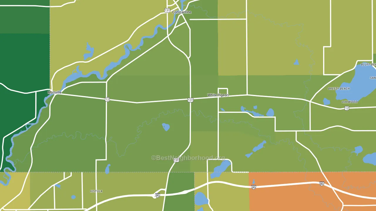 White Pigeon, MI block-group voter-turnout map