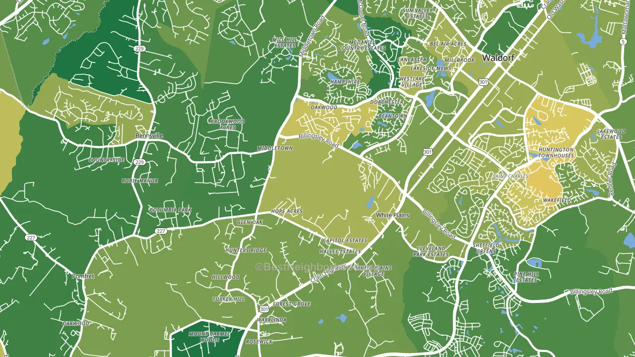 White Plains, MD block-group voter-turnout map