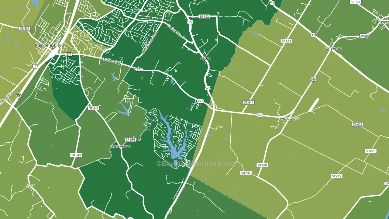 White Post, VA block-group voter-turnout map