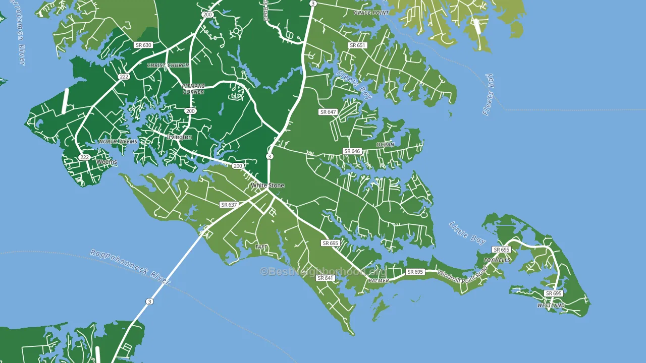 White Stone, VA block-group voter-turnout map