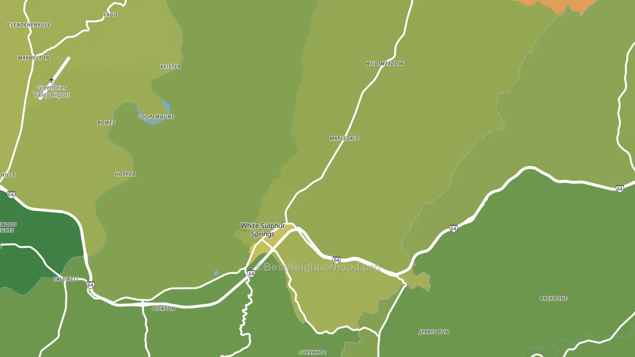 White Sulphur Springs, WV block-group voter-turnout map