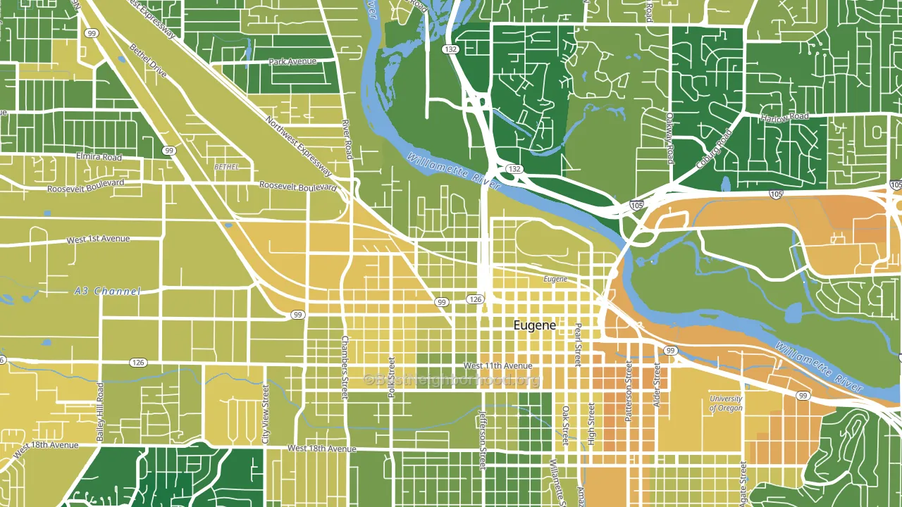 Whiteaker, Eugene, OR block-group voter-turnout map