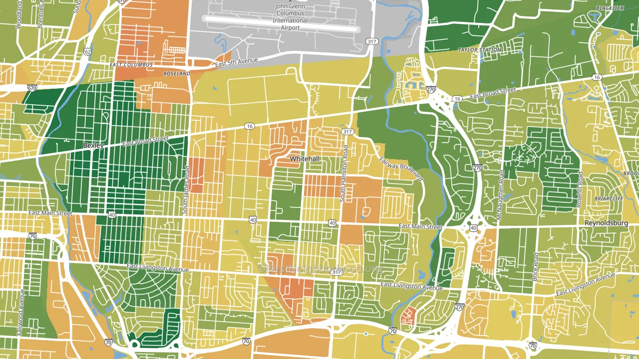 Whitehall, OH block-group voter-turnout map