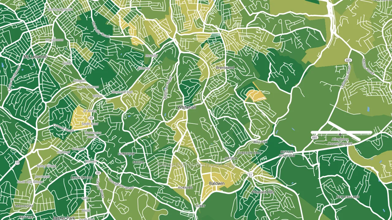 whitehall, Pittsburgh, PA block-group voter-turnout map